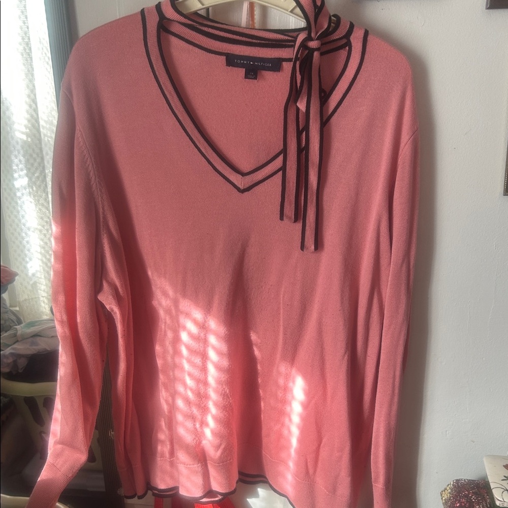 Tommy Hilfiger Pink Sweater with Black Accents